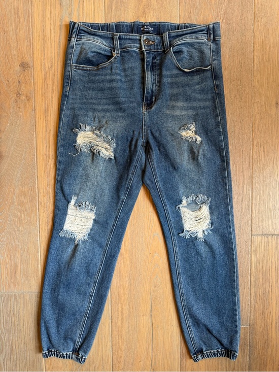 Wax Jean Denim - Distressed Dark Blue Women's Jeans — Casual Relaxed Fit